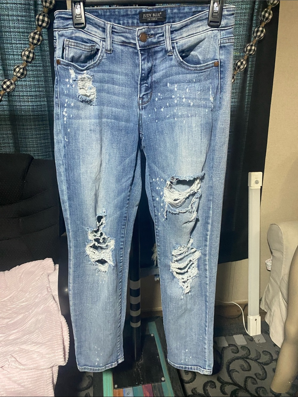 Judy Blue Light Blue Distressed Boyfriend Jeans